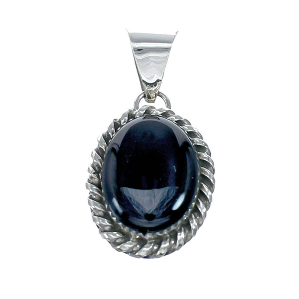 Native American Navajo Onyx Sterling Silver Pendant SN20422